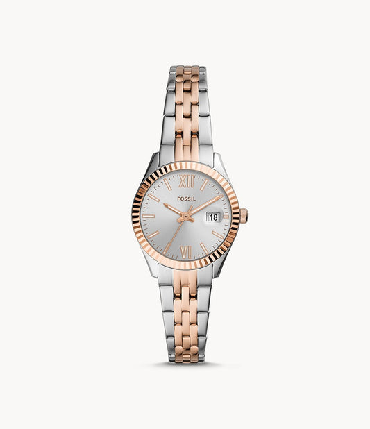 Scarlette Micro Three-Hand Date Two-Tone Watch | Fossil | Luby 