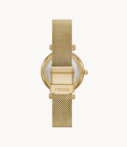 Carlie Mini Three-Hand Gold-Tone Stainless Steel Mech Watch | Fossil | Luby 