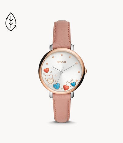 Jacqueline Three-Hand Pink Leather Watch | Fossil | Luby 