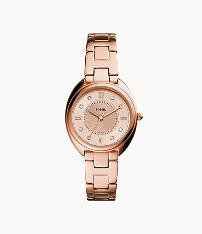 Gabby Three-Hand Date Rose Gold-Tone Stainless Steel Watch | Fossil | Luby 