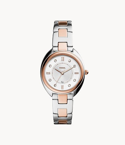 Gabby Three-Hand Date Two-Tone Stainless Steel Watch | Fossil | Luby 