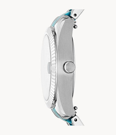 Scarlette Mini Three-Hand Date Two-Tone Acetate and Stainless Steel Watch | Fossil | Luby 