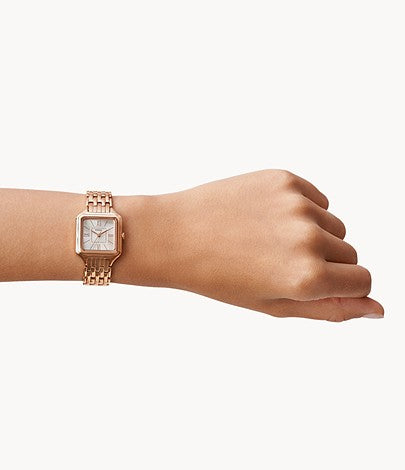Raquel Three-Hand Rose Gold-Tone Stainless Steel Watch | Fossil | Luby 
