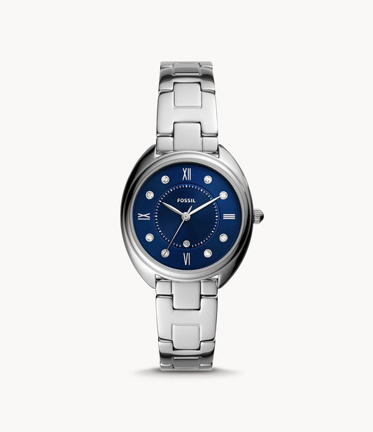 Gabby Three-Hand Date Watch (Silver-Blue) | Fossil | Luby 