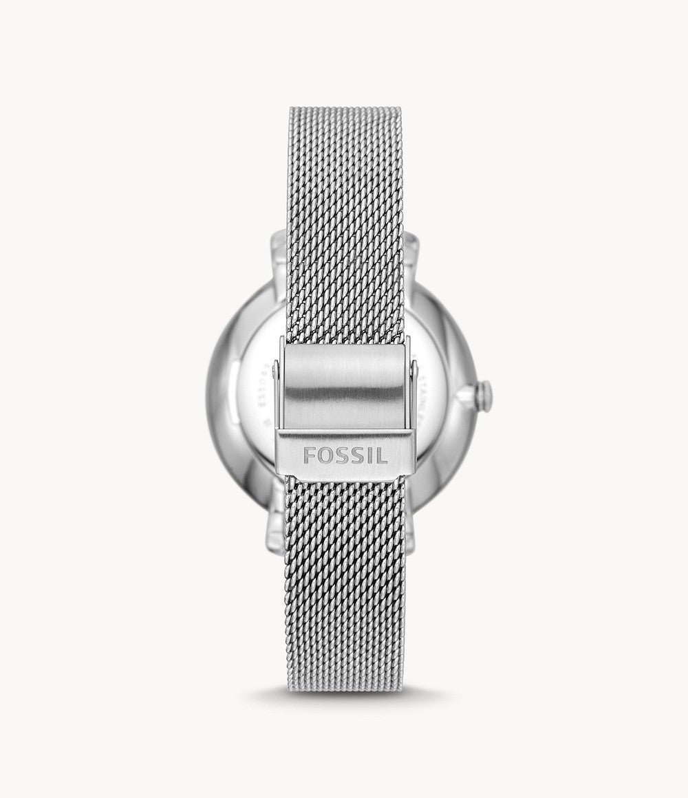 Jacqueline Three-Hand Date Stainless Steel Mesh Watch | Fossil | Luby 