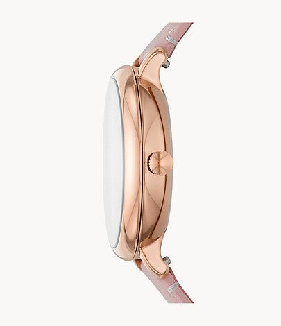 Jacqueline Solar-Powered Pink Leather Watch | Fossil | Luby 