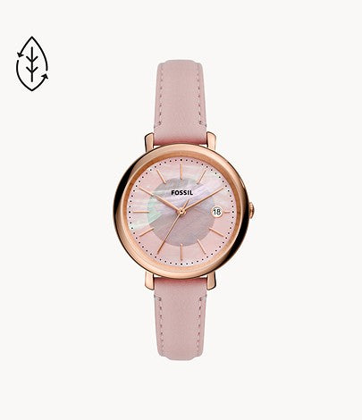 Jacqueline Solar-Powered Pink Leather Watch | Fossil | Luby 