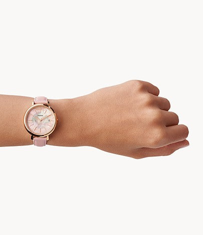 Jacqueline Solar-Powered Pink Leather Watch | Fossil | Luby 