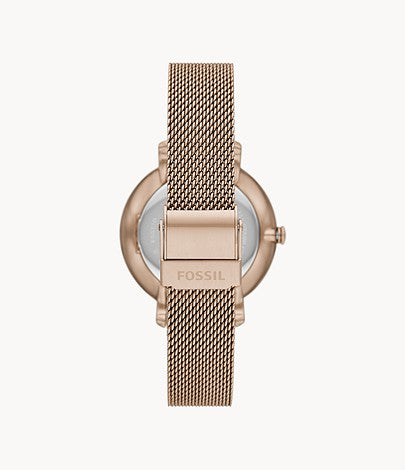 Jacqueline Three-Hand Salted Caramel Stainless Steel Mesh Watch | Fossil | Luby 