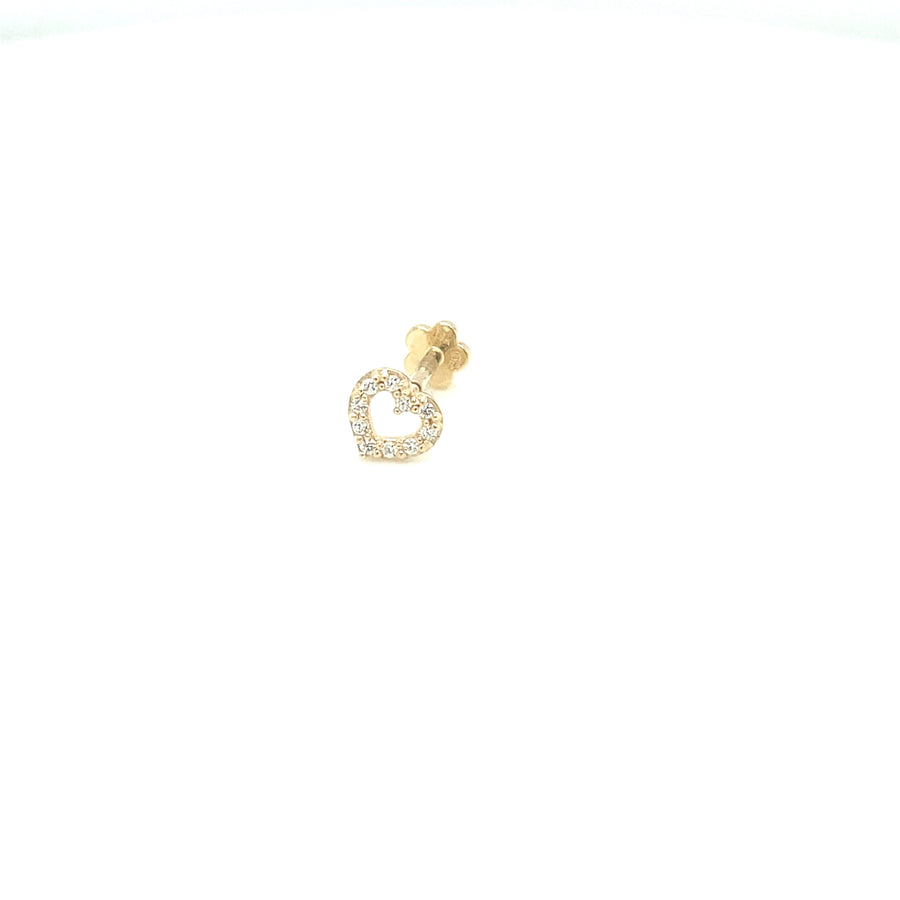14K OPEN HEART MIRO PAVE CZ CARTILAGE