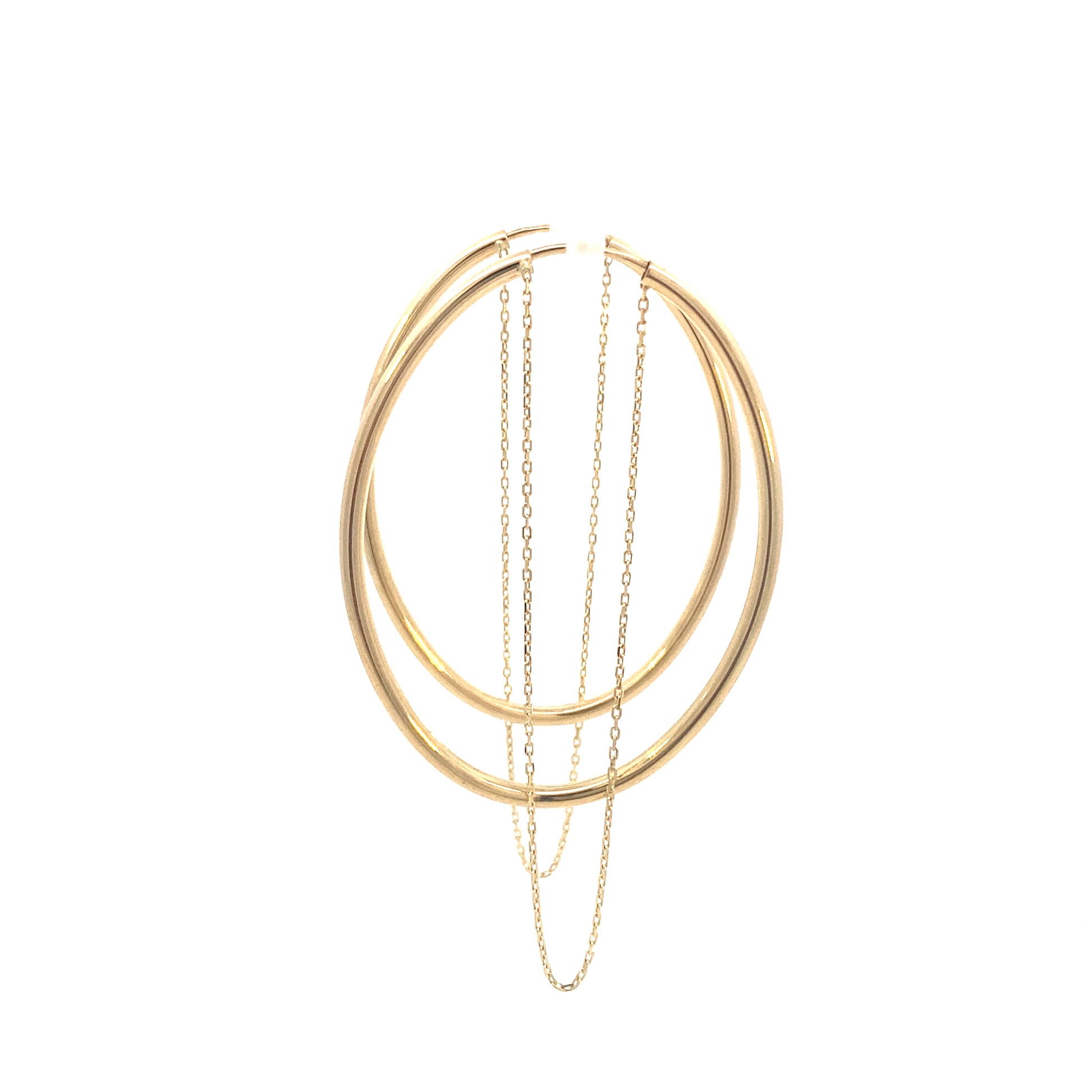 14K Gold Hoop with Chain Earrings | Luby Gold Collection | Luby 