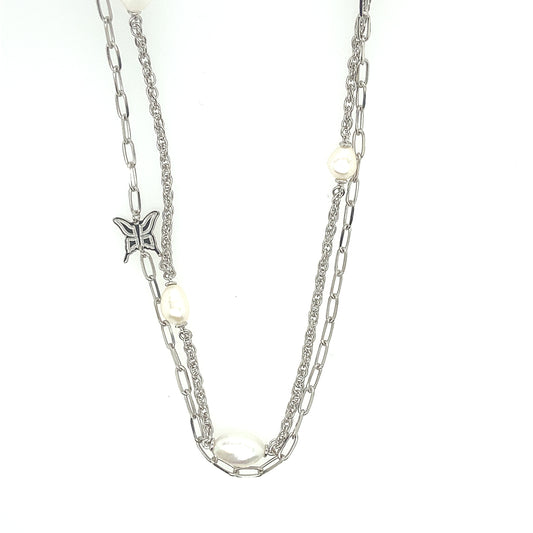 Silver Necklace with Pearls | Rebecca | Luby 