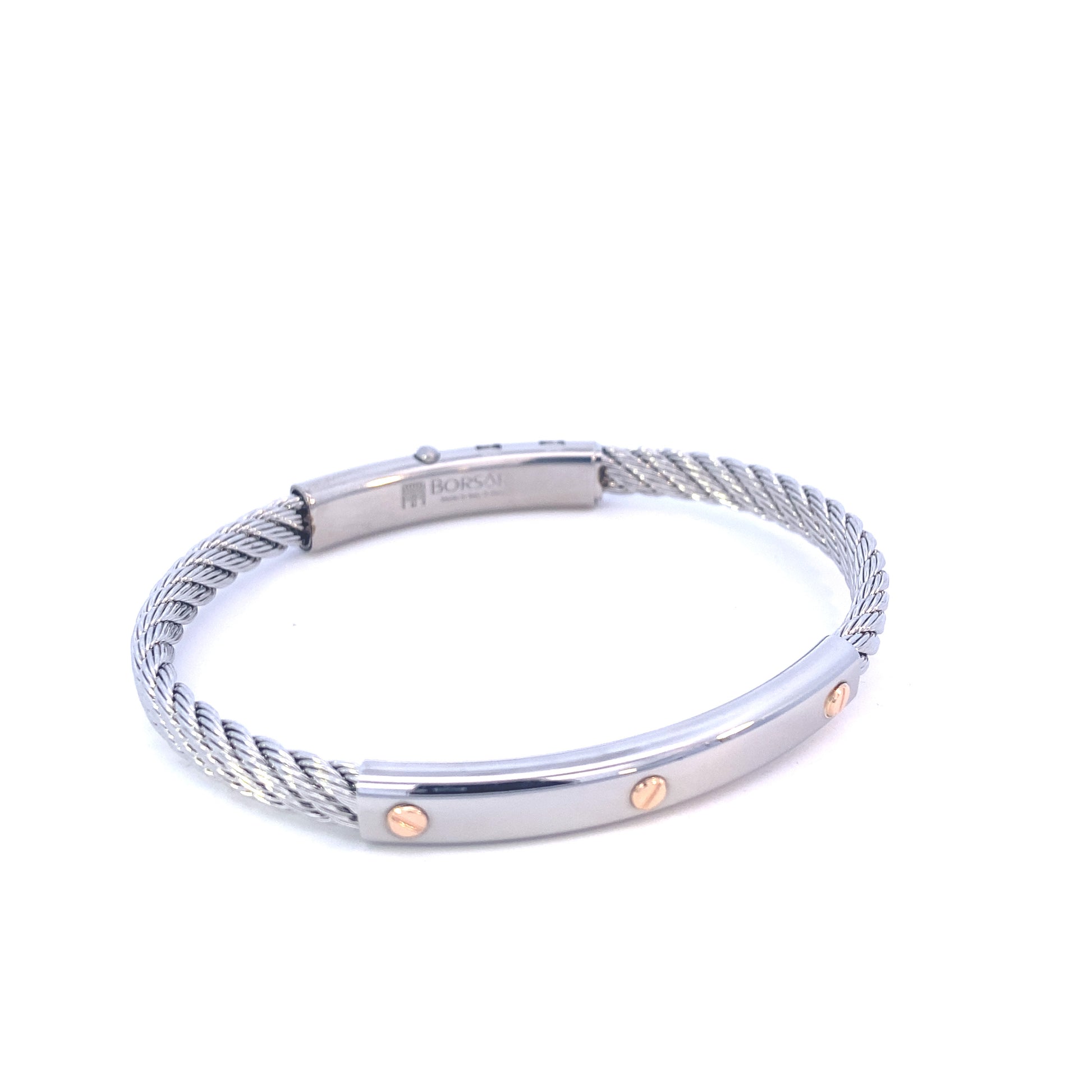Steel Bangle/18k Rose Gold Screw Element | BORSARI | Luby 