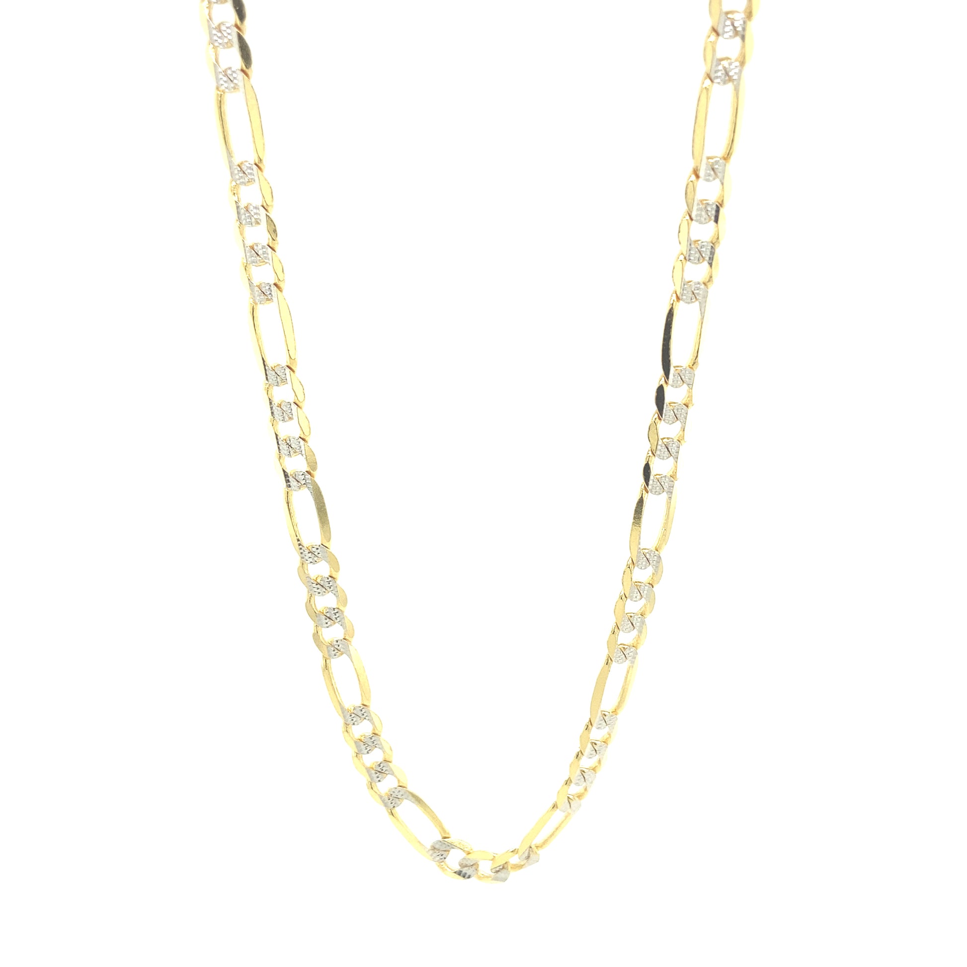 14K Figaro Chain Cut Diamond White Gold | Luby Gold Collection | Luby 