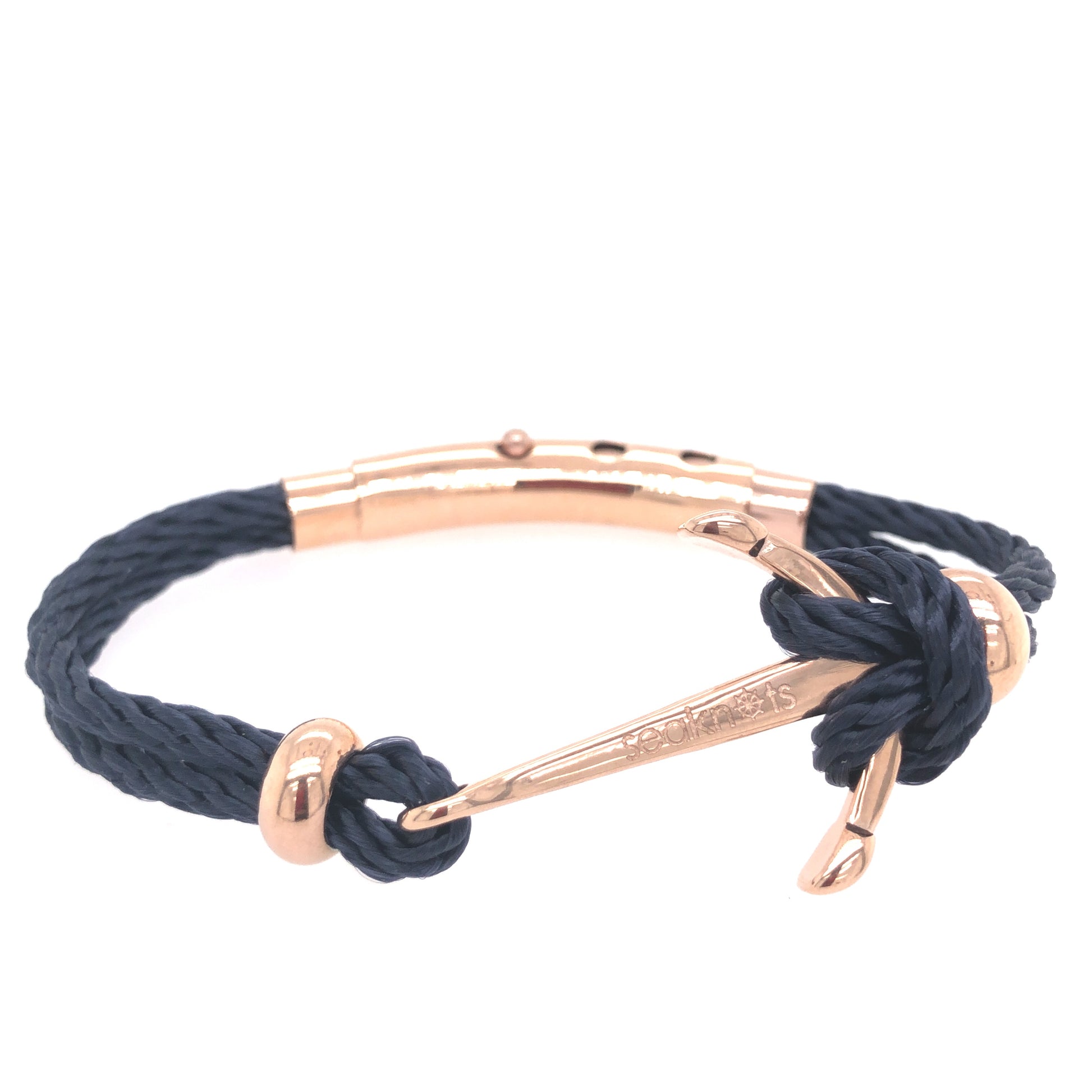 DOUBLE CORD WITH ANCHOR KNOT BEADS ROSE GOLD | Seaknots | Luby 