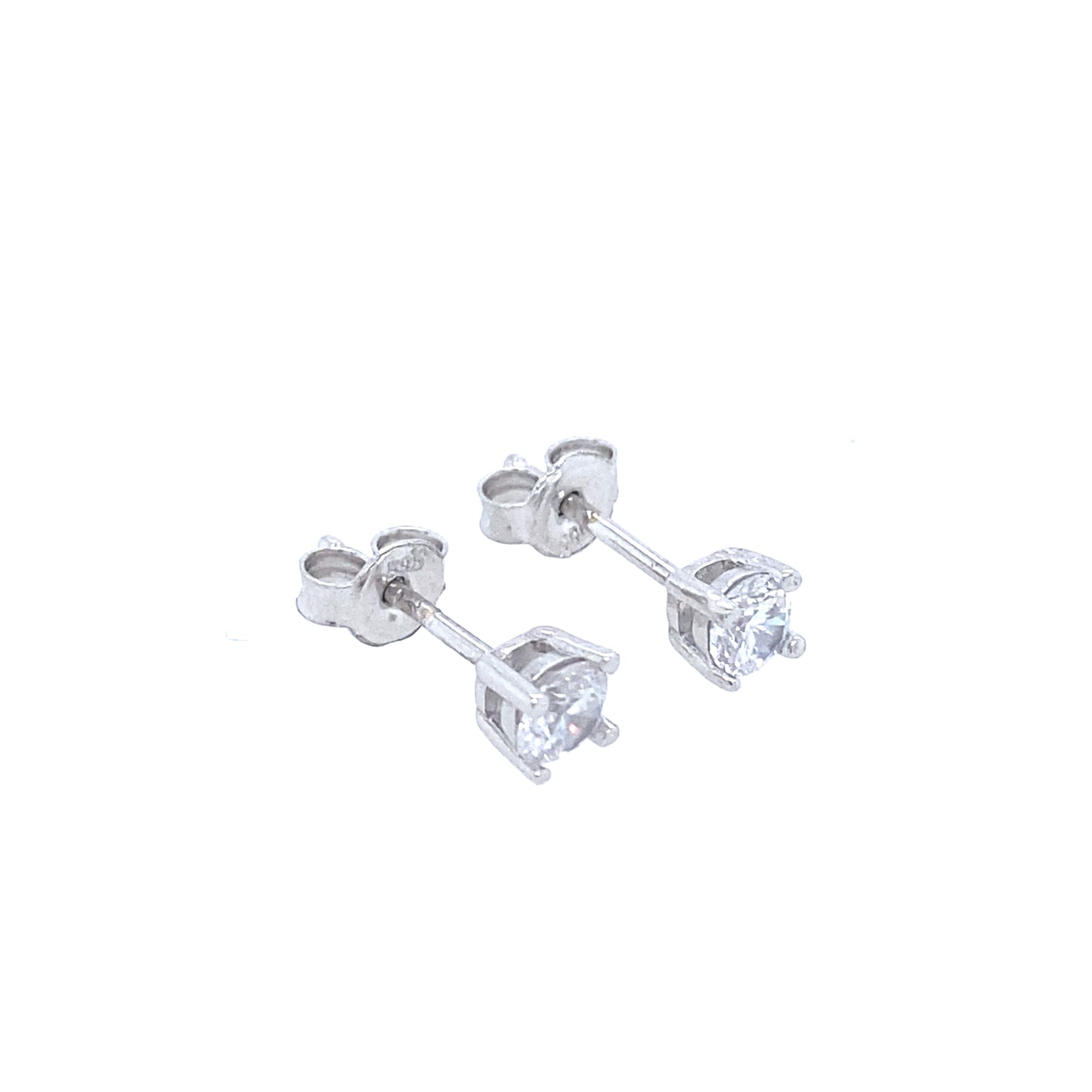 14K White Gold Stud with CZ Earrings | Luby Gold Collection | Luby 