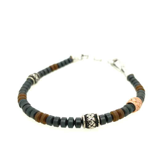 Bracelet With Grey & Brown Hermatite And Silver Element | BORSARI | Luby 