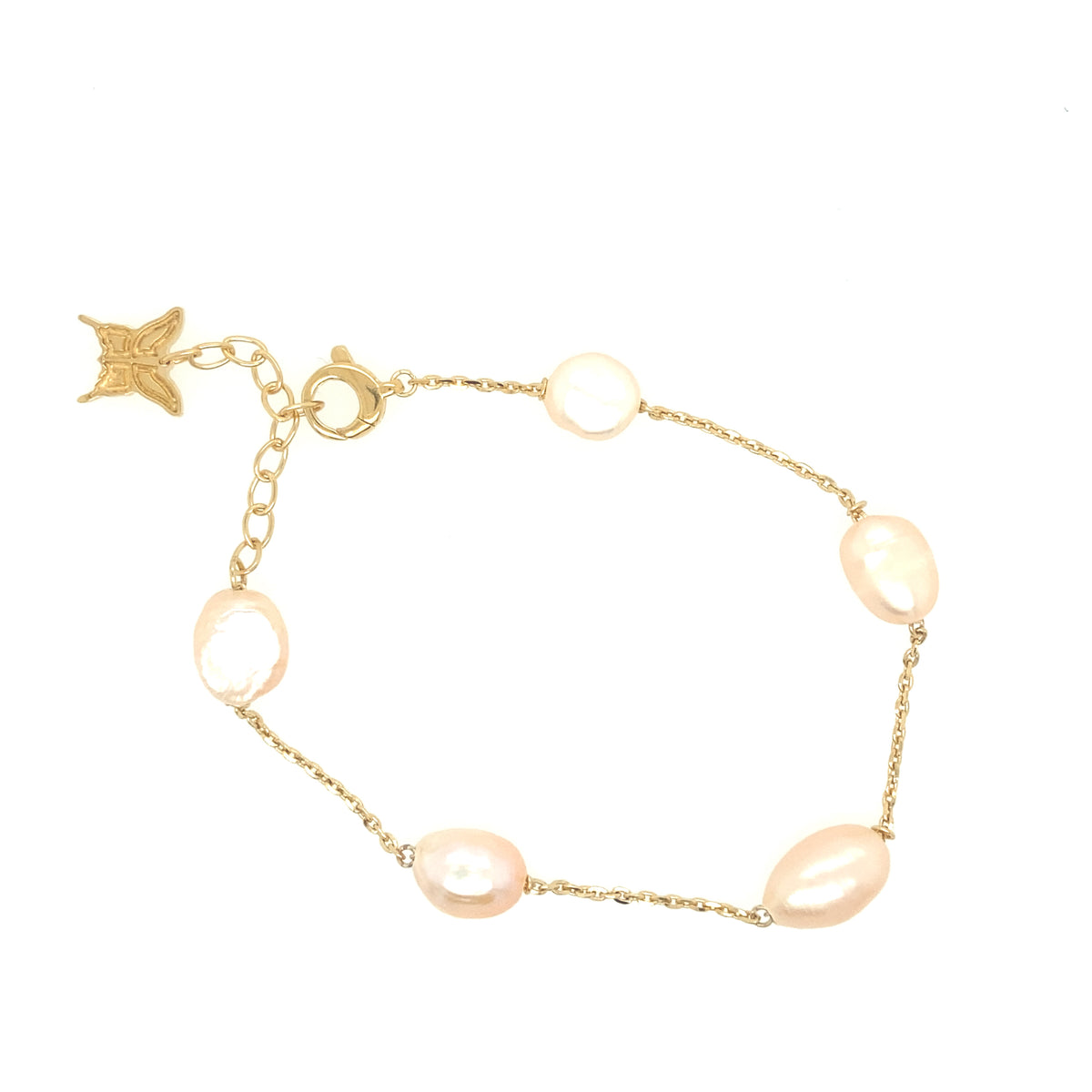 Butterfly Bracelet in Silver with Natural Pearl | Rebecca | Luby 