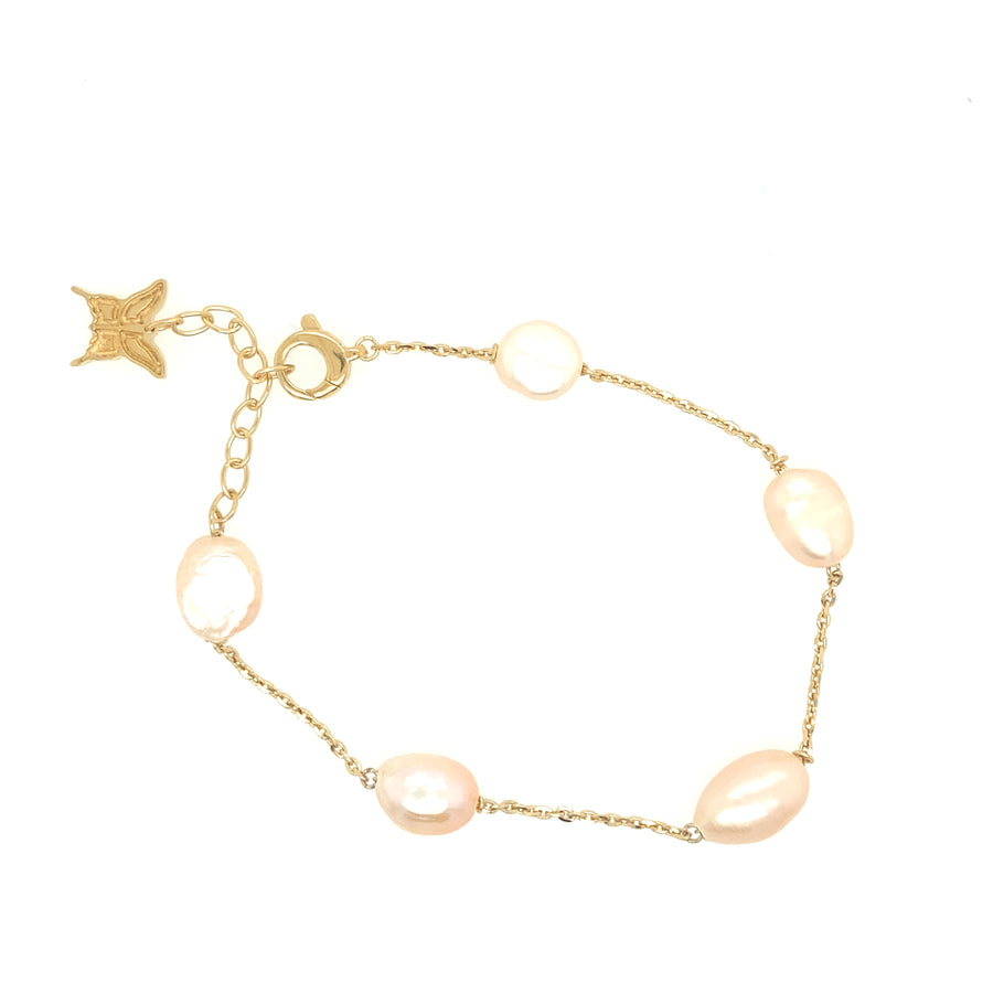 Pulsera Mariposa en Plata con Perla Natural