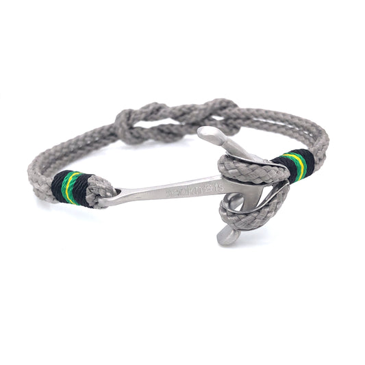 Light Grey Double Rope with Silver Anchor Bracelet (Grey/Silver) | SEAKNOTS | Luby 