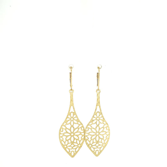 Fancy Earrings Long with Flower Shape | Luby Gold Collection | Luby 