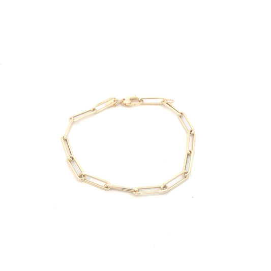 14K Gold Small Paper Clip Link Bracelet 4mm | Luby Gold Collection | Luby 