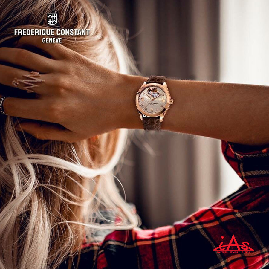 Ladies Automatic Double Heartbeat (Rose-Gold/Brown) | Frederique Constant | Luby 