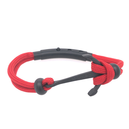 DOUBLE CORD WITH ANCHOR KNOT BEADS BLACK MATTE | Seaknots | Luby 