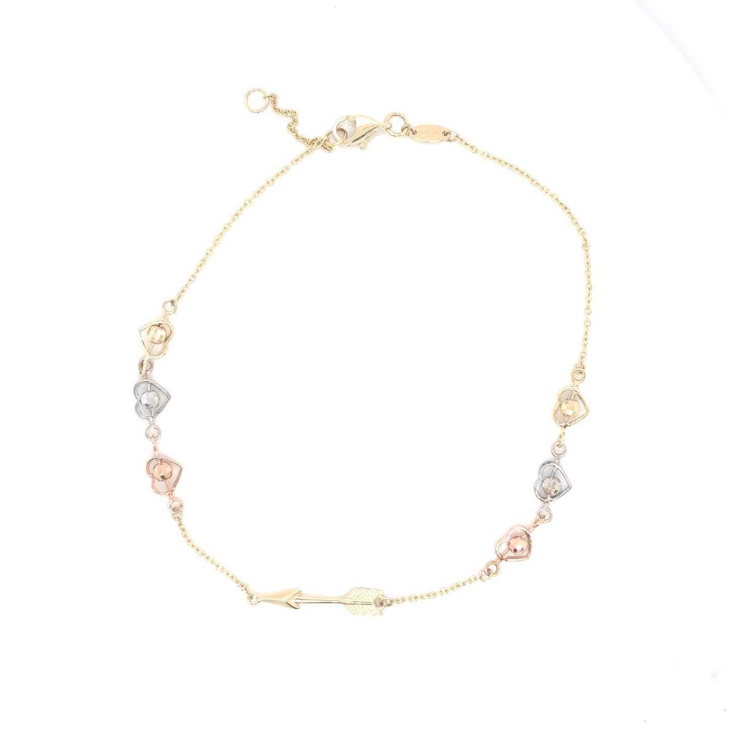 Anklet Bracelet Tri-Color Heart | Luby Gold Collection | Luby 