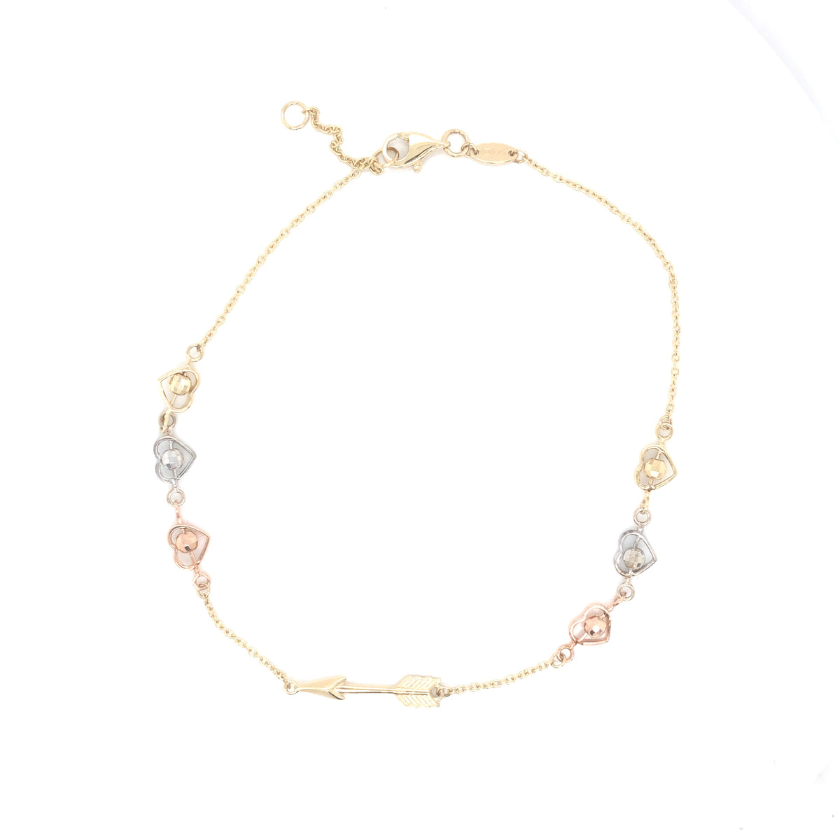 Anklet Bracelet Tri-Color Heart | Luby Gold Collection | Luby 