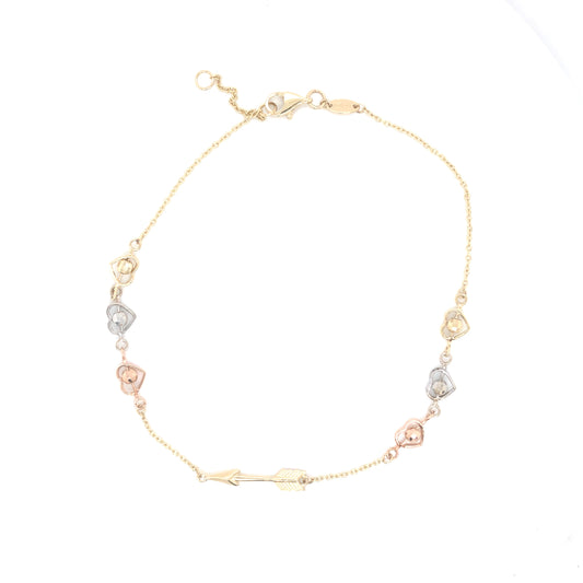 Anklet Bracelet Tri-Color Heart | Luby Gold Collection | Luby 