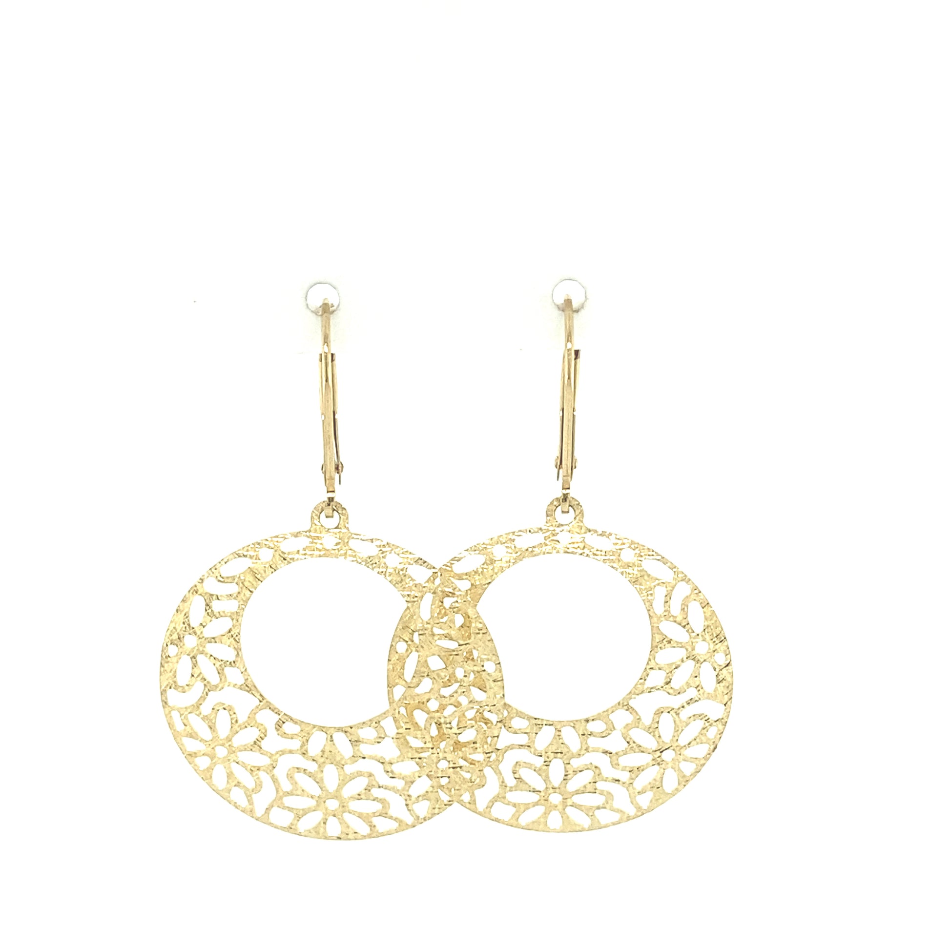 Fancy Earrings with Round Flower Shape | Luby Gold Collection | Luby 