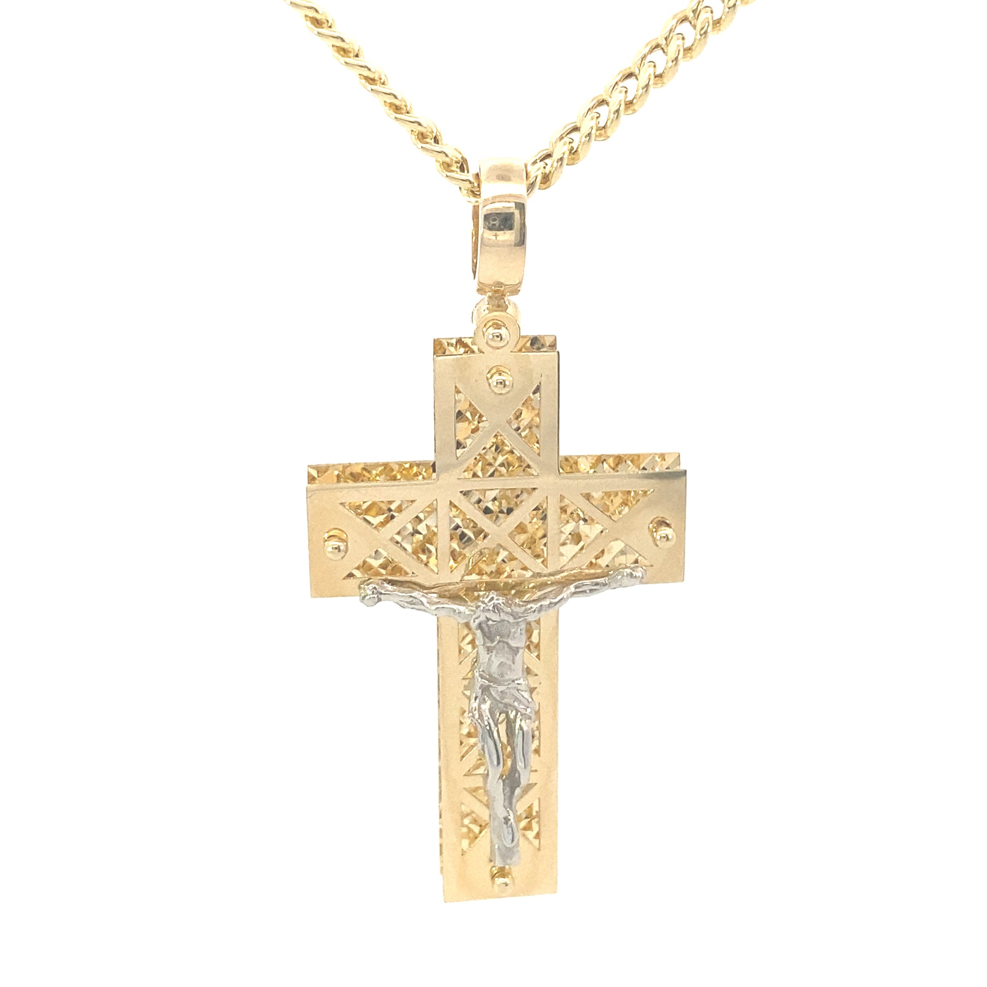 14K Gold 2-Tone Fancy Cross with Image Pendant | Luby Gold Collection | Luby 