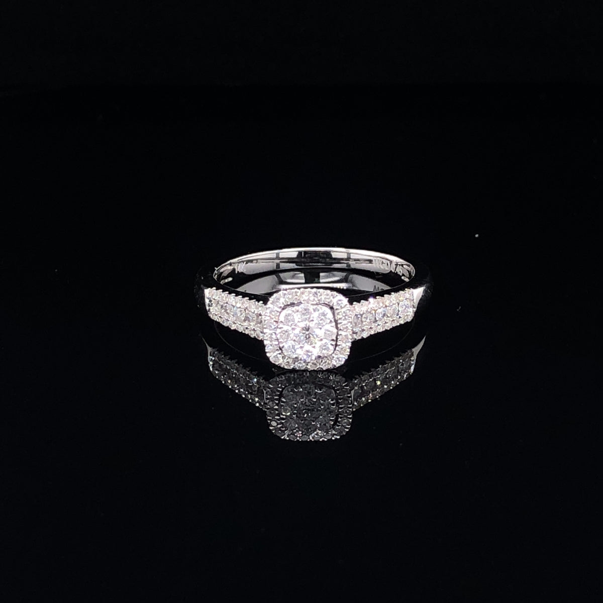 Ascher-Shaped Halo Cluster Diamonds White Gold Engagement Ring | Luby Diamond Collection | Luby 