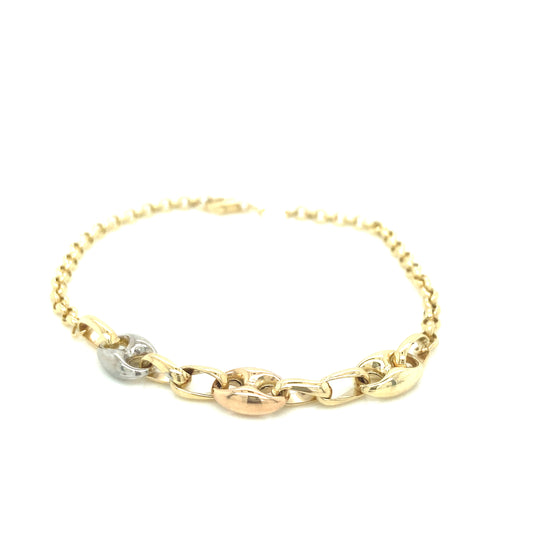 14k Gold 3/C GC Center Link and Rolo Bracelet | Luby Gold Collection | Luby 