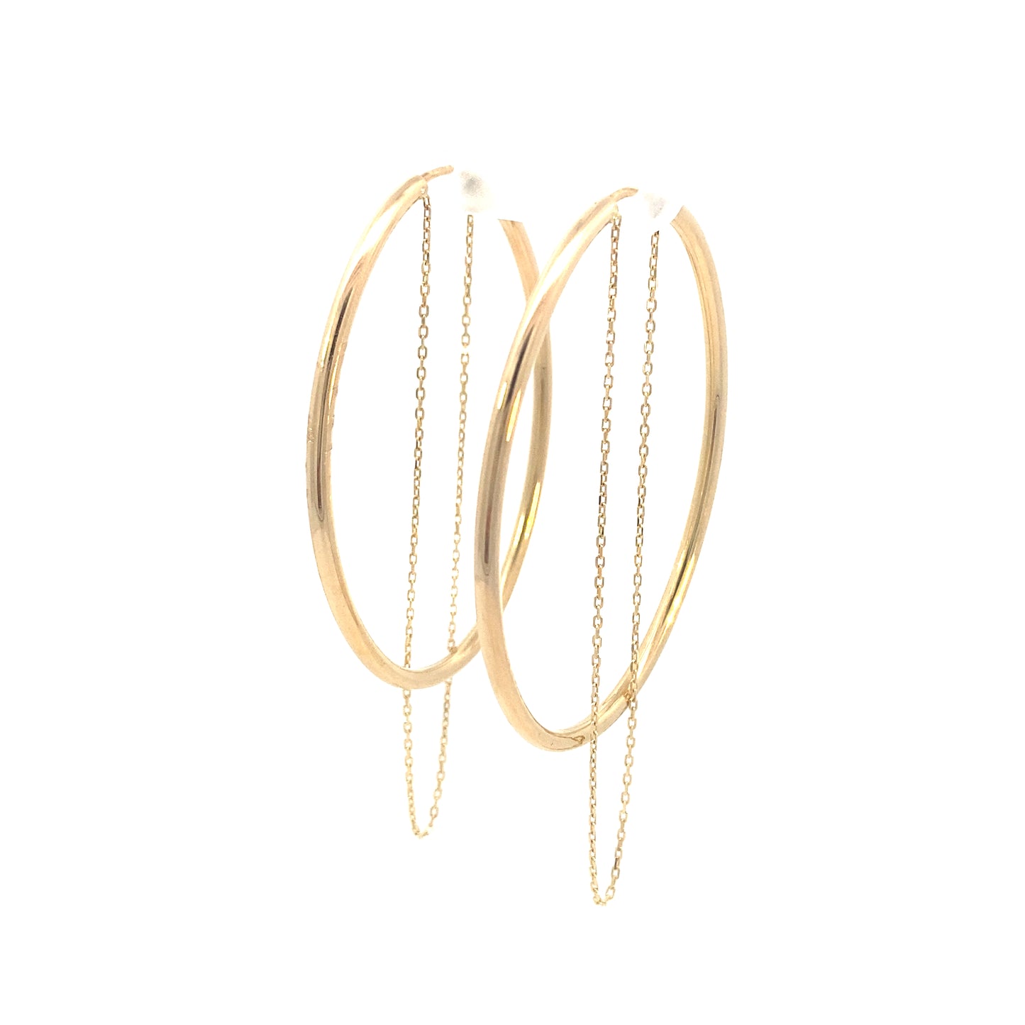 14K Gold Hoop with Chain Earrings | Luby Gold Collection | Luby 