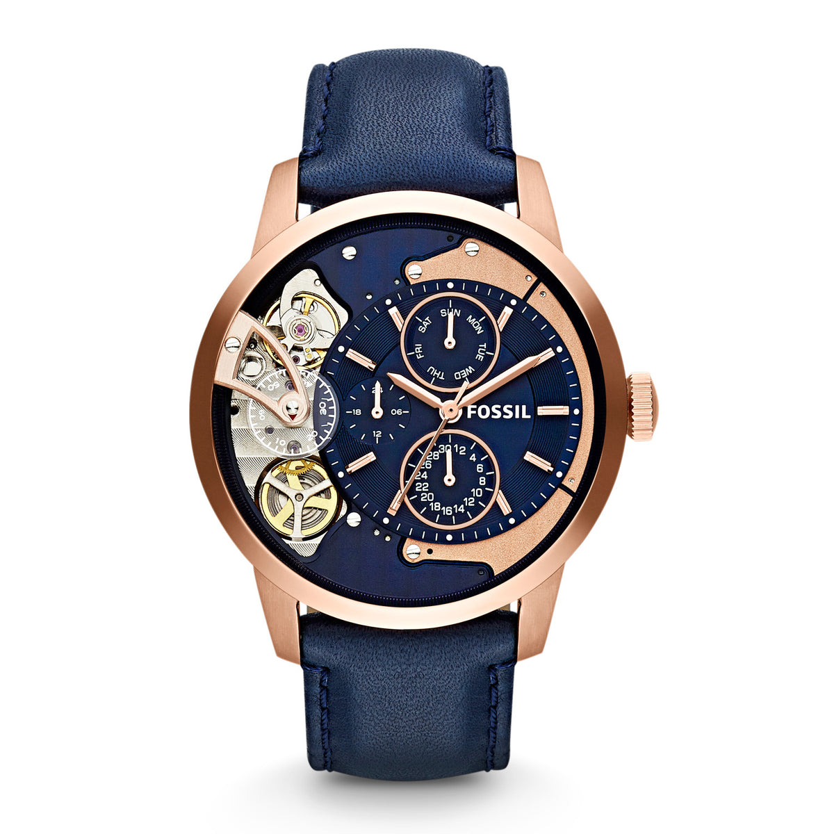 Townsman Multifunction Watch (Rose-Gold/Blue) | Fossil | Luby 