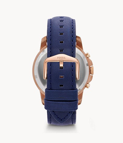 Grant Chronograph Navy Leather Watch | Fossil | Luby 