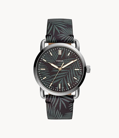 Commuter Three-Hand Grey Tonal Palm Leather Watch | Fossil | Luby 