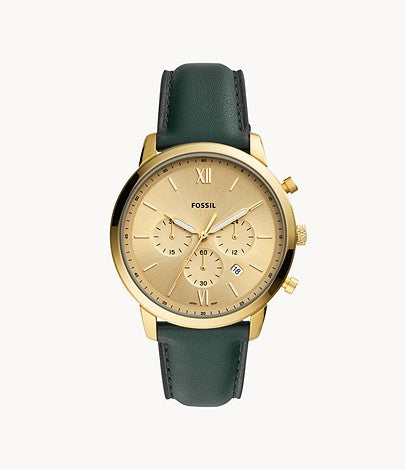 Neutra Chronograph Dark Green Leather Watch | Fossil | Luby 