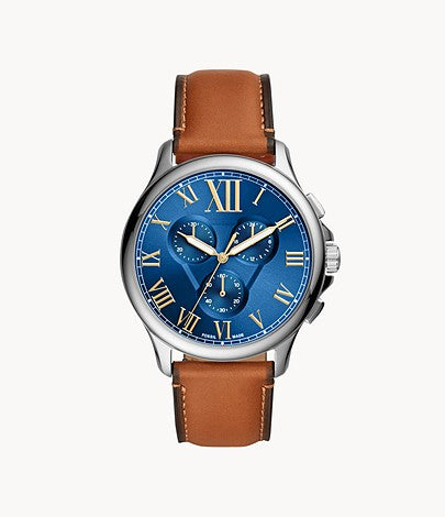 Monty Chronograph Luggage Leather Watch | Fossil | Luby 