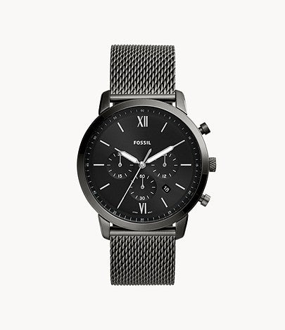 Neutra Chronograph Smoke Stainless Steel Mesh Watch | Fossil | Luby 