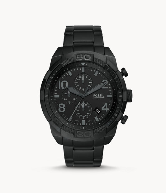 Bronson Chronograph Black Stainless Steel Watch | Fossil | Luby 