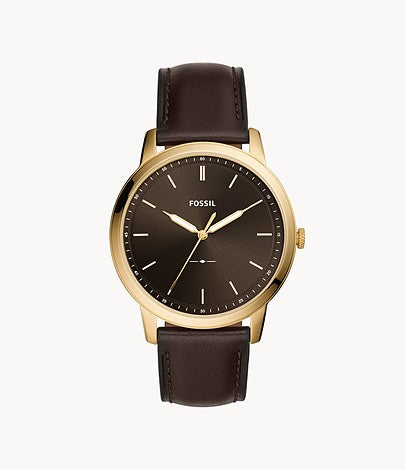 The Minimalist Three-Hand Brown Leather Watch | Fossil | Luby 