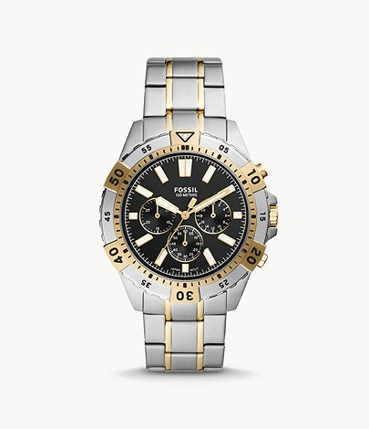 Garret Chronograph Watch (Silver/Gold) | Fossil | Luby 