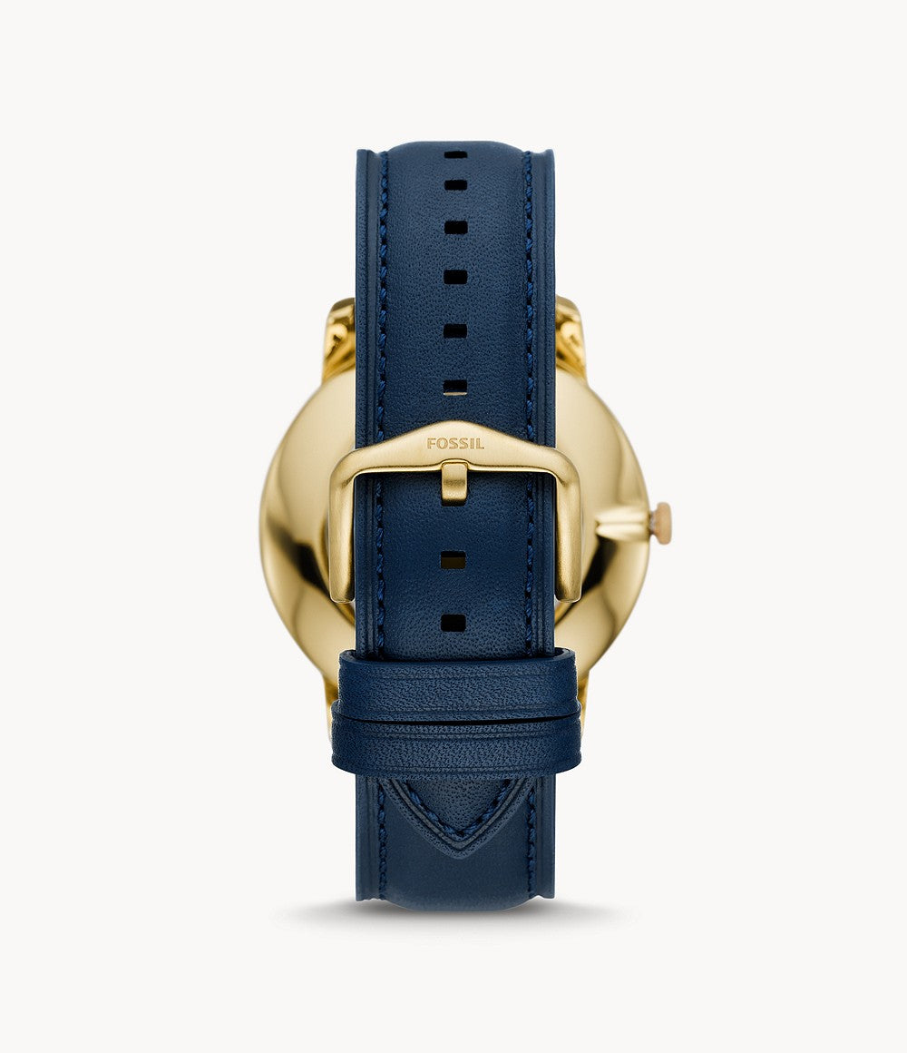 The Minimalist Three-Hand Navy Leather Watch | Fossil | Luby 