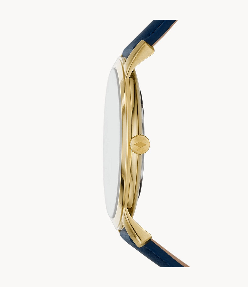 The Minimalist Three-Hand Navy Leather Watch | Fossil | Luby 