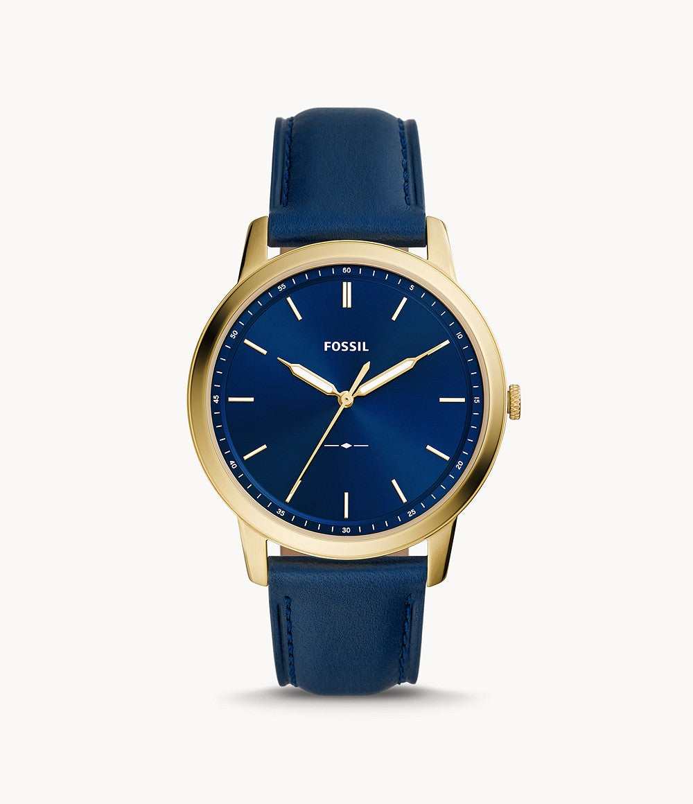 The Minimalist Three-Hand Navy Leather Watch | Fossil | Luby 