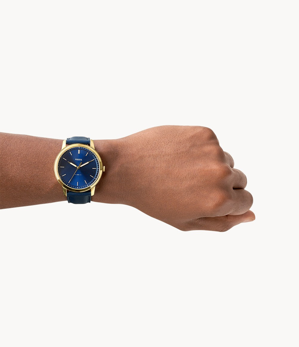 The Minimalist Three-Hand Navy Leather Watch | Fossil | Luby 