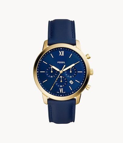Neutra Chronograph Navy Leather Watch | Fossil | Luby 